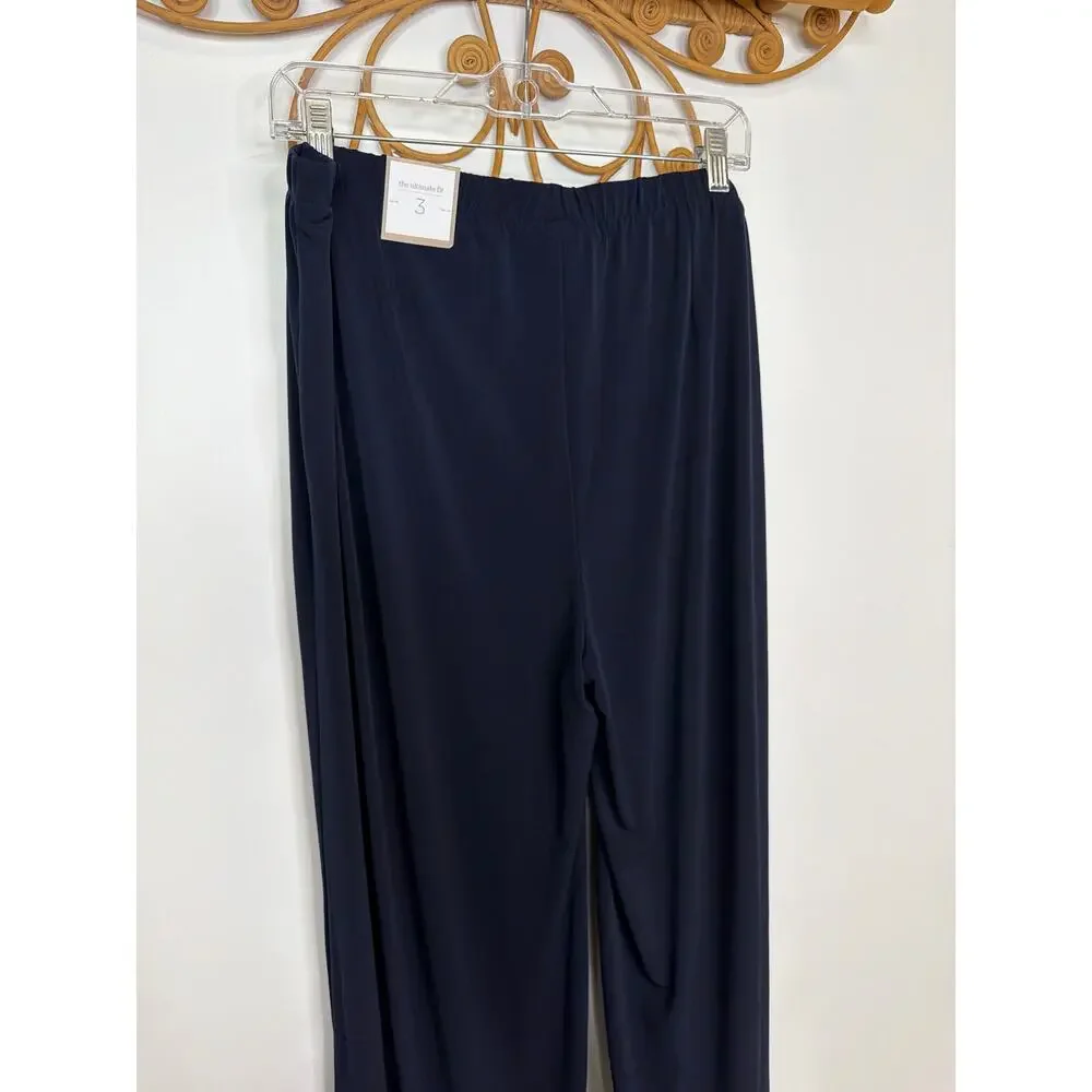 NEW Chico's Knit wide leg palazzo pant Navy blue XL 14/16